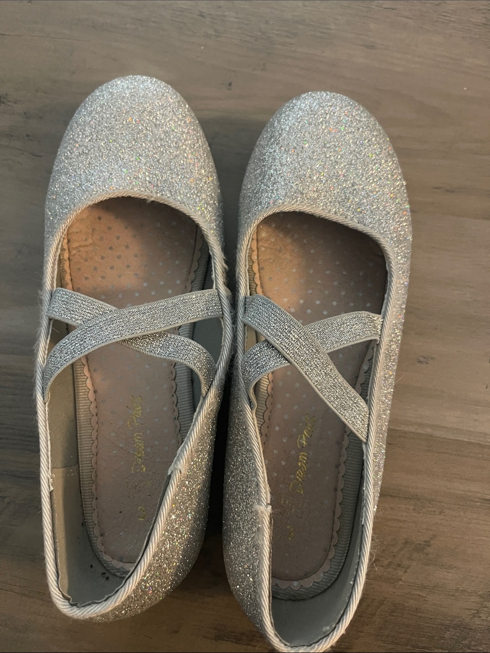 Silver Glitter Cross-Strap Ballet Flats for Girl’s
